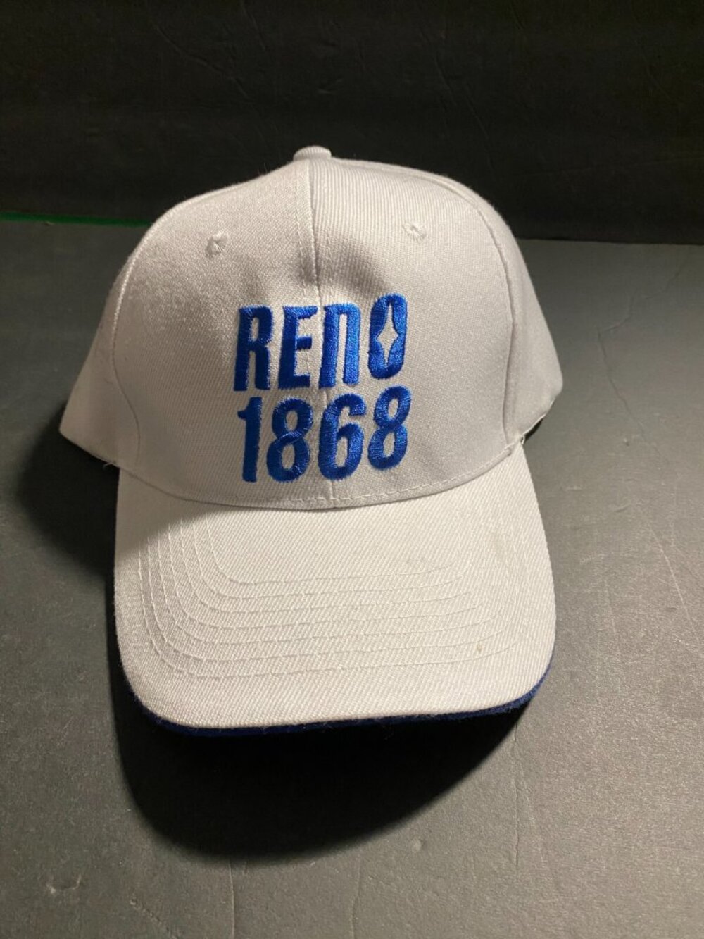 Reno 1868 Baseball Cap Hat Strapback White Blue Embroidered Adjustable Adult